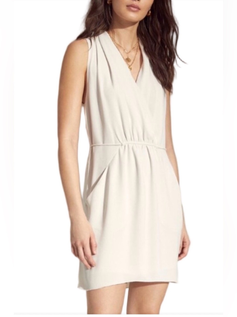 Aritzia Wilfred Sabine Dress Cream Wrap Style Size XS Like New